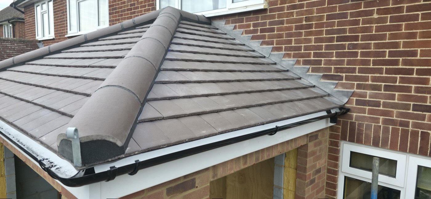 Hip roof extension completed, side view