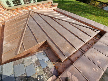 Copper standing seam flat roof, country estate